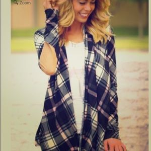 Plaid Elbow Patch Asymmetrical Cardigan